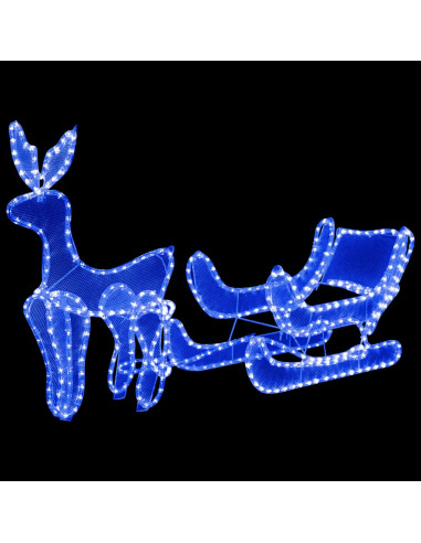 Decorazione Luminosa Natalizia Slitta e Renna con Rete 432 LED