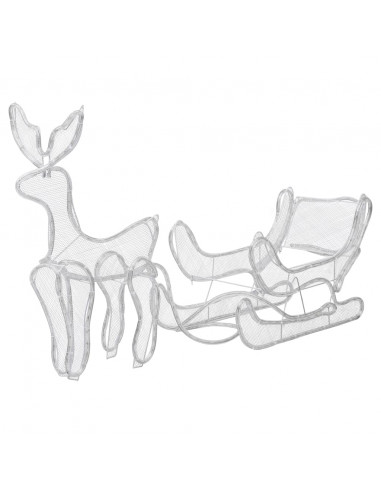 Decorazione Luminosa Natalizia Slitta e Renna con Rete 432 LED