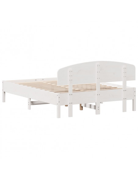 Giroletto con Testiera Bianco 120x190 cm Legno Massello di Pino