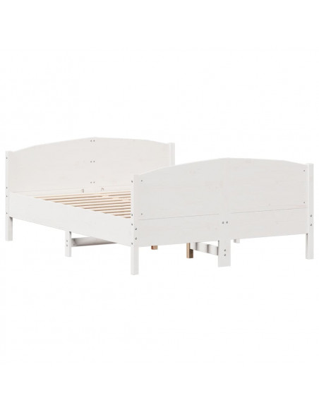 Giroletto con Testiera Bianco 120x190 cm Legno Massello di Pino