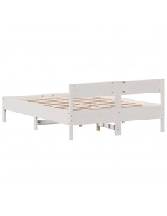 Giroletto con Testiera Bianco 120x190 cm Legno Massello di Pino