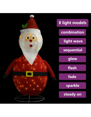 Figura Decorativa Babbo Natale con LED Tessuto Lusso 60 cm