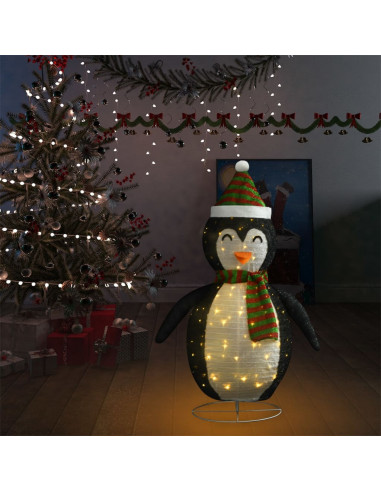 Figura Decorativa Natalizia Pinguino LED Tessuto Pregiato 90 cm