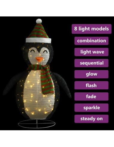 Figura Decorativa Natalizia Pinguino LED Tessuto Pregiato 90 cm