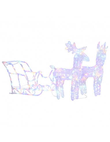 Decorazione Natalizia Renne e Slitta 160 LED 130 cm in Acrilico