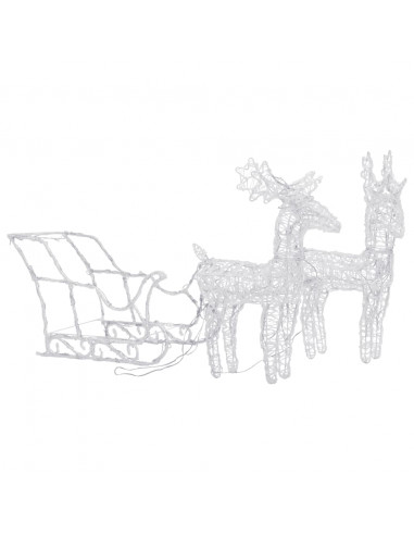 Decorazione Natalizia Renne e Slitta 160 LED 130 cm in Acrilico