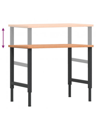 Banco da Lavoro 100x60x(71,5-98) cm Legno Faggio Rettangolare