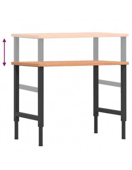 Banco da Lavoro 100x60x(71,5-98) cm Legno Faggio Rettangolare