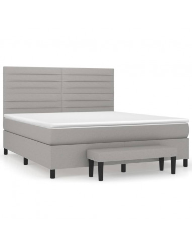 Giroletto a Molle con Materasso Grigio Chiaro180x200 cm Tessuto