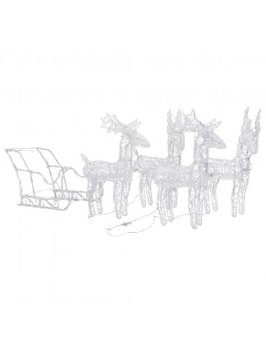 Decorazione Natalizia Renne e Slitta 280x28x55 cm in Acrilico