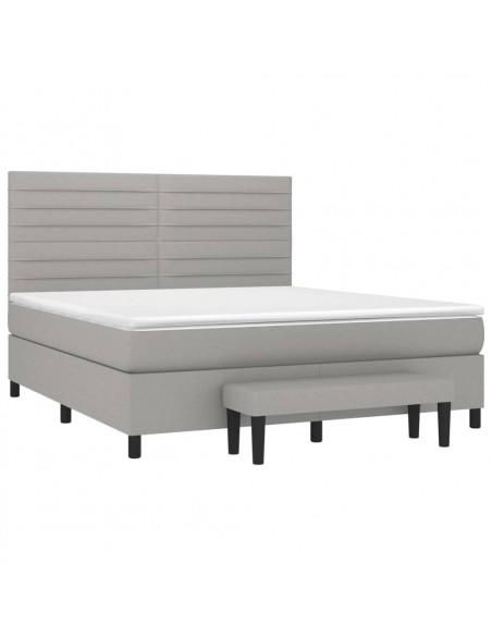 Giroletto a Molle con Materasso Grigio Chiaro180x200 cm Tessuto