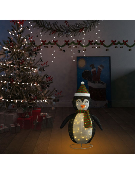 Figura Decorativa Natalizia Pinguino LED Tessuto Pregiato 60 cm