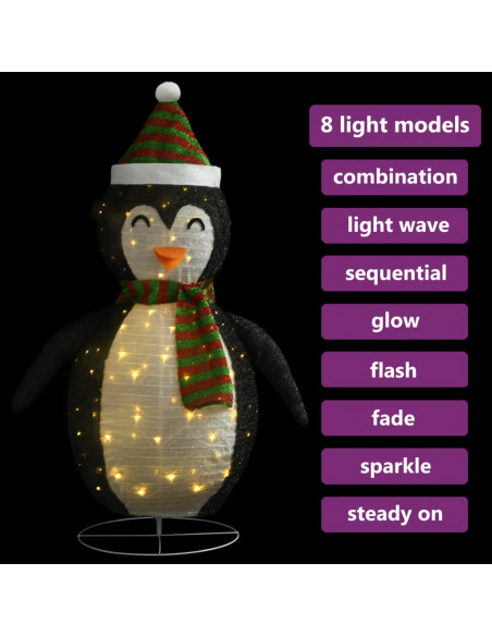 Figura Decorativa Natalizia Pinguino LED Tessuto Pregiato 60 cm