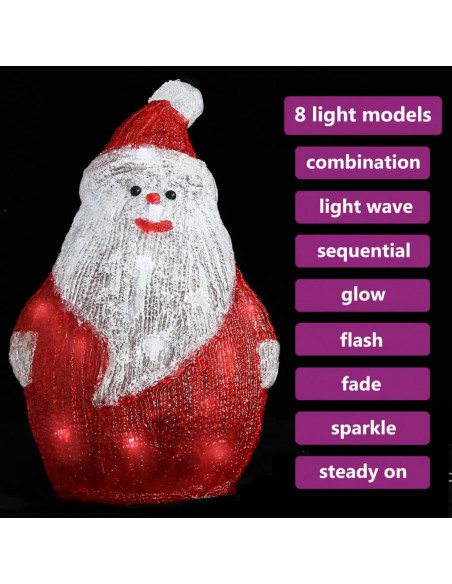 Babbo Natale LED in Acrilico per Interno ed Esterno 28 cm