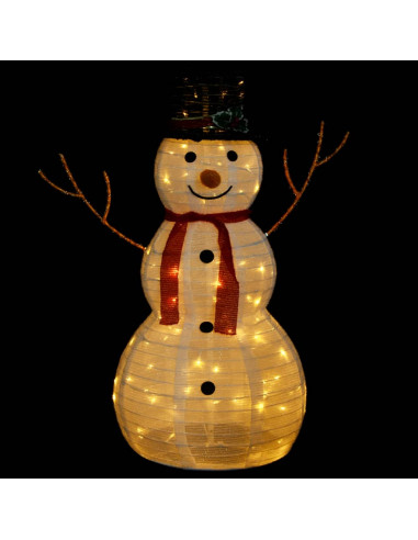 Figura Natalizia Pupazzo di Neve a LED Tessuto Pregiato 90 cm