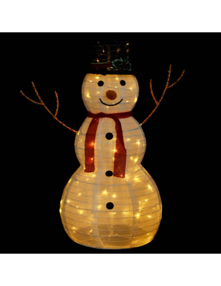 Figura Natalizia Pupazzo di Neve a LED Tessuto Pregiato 90 cm