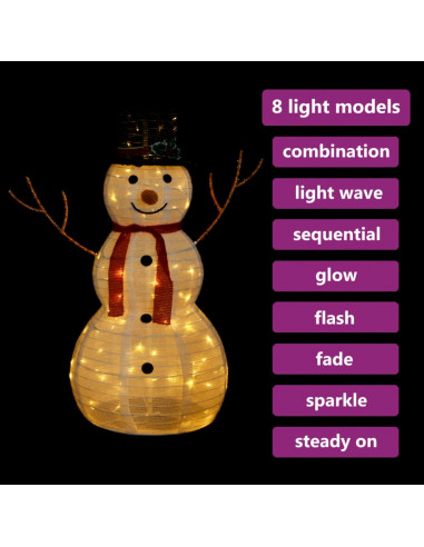 Figura Natalizia Pupazzo di Neve a LED Tessuto Pregiato 90 cm
