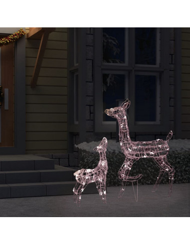 Famiglia di Renne di Natale 160 LED Bianco Caldo in Acrilico