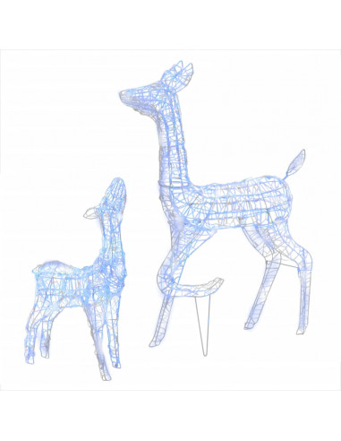 Famiglia di Renne di Natale 160 LED Blu in Acrilico