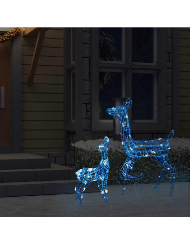 Famiglia di Renne di Natale 160 LED Blu in Acrilico