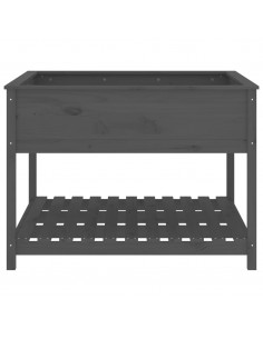 Fioriera Mensola Grigia 111,5x111,5x81cm Legno Massello di Pino