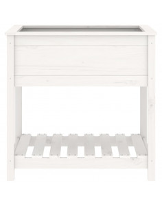 Fioriera con Mensola Bianca 82,5x54x81cm in Legno Massello Pino