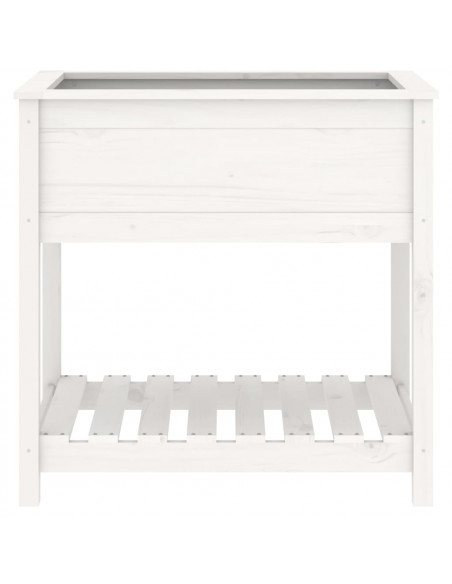 Fioriera con Mensola Bianca 82,5x54x81cm in Legno Massello Pino