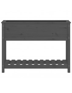 Fioriera con Mensola Grigia 111,5x34,5x81cm Legno Massello Pino