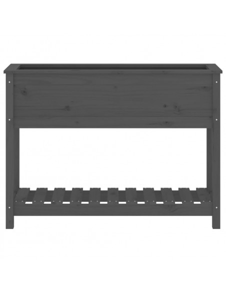 Fioriera con Mensola Grigia 111,5x34,5x81cm Legno Massello Pino