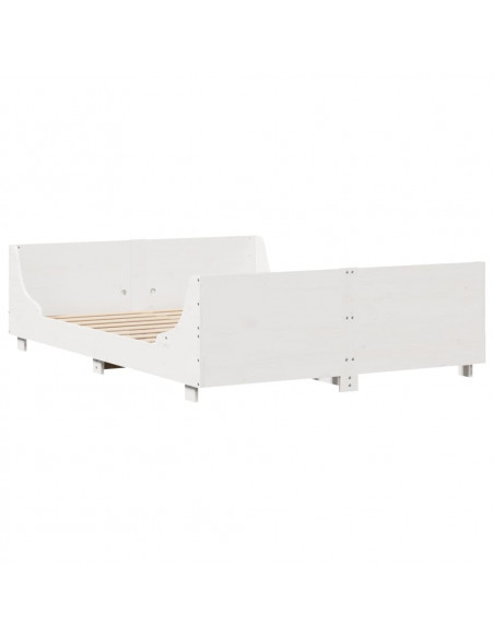 Giroletto con Testiera Bianco 120x200 cm Legno Massello di Pino