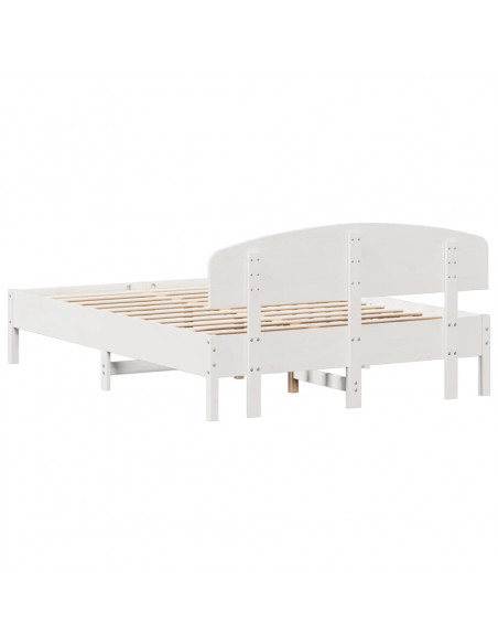Giroletto con Testiera Bianco 120x200 cm Legno Massello di Pino