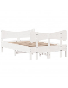 Giroletto con Testiera Bianco 120x200 cm Legno Massello di Pino