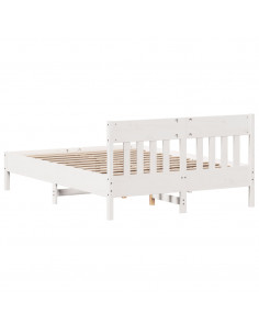 Giroletto con Testiera Bianco 120x200 cm Legno Massello di Pino