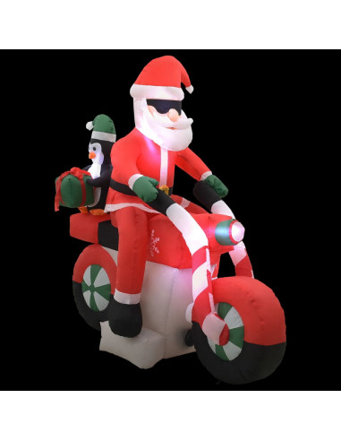 Babbo Natale Gonfiabile sulla Moto LED IP44 160 cm