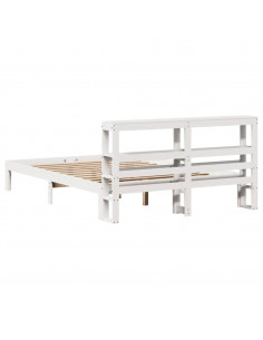 Giroletto con Testiera Bianco 135x190 cm Legno Massello di Pino