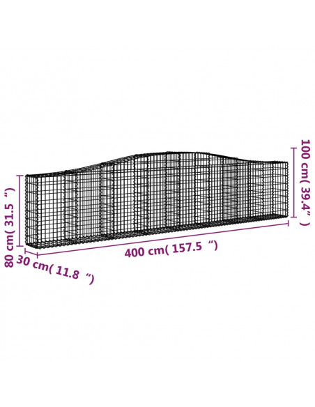 Cesto Gabbione ad Arco 400x30x80/100 cm Ferro Zincato