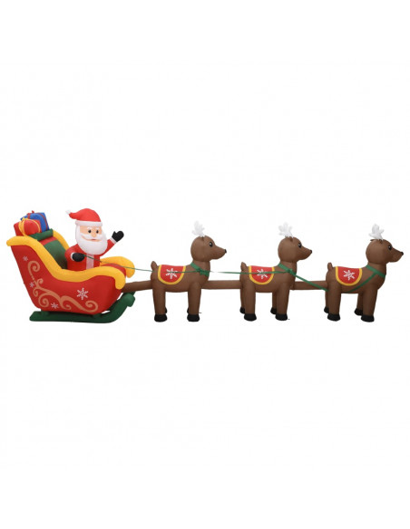 Decorazione Babbo Natale Gonfiabile con Renne LED 490 cm
