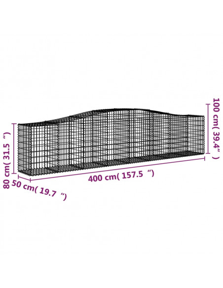 Cesto Gabbione ad Arco 400x50x80/100 cm Ferro Zincato