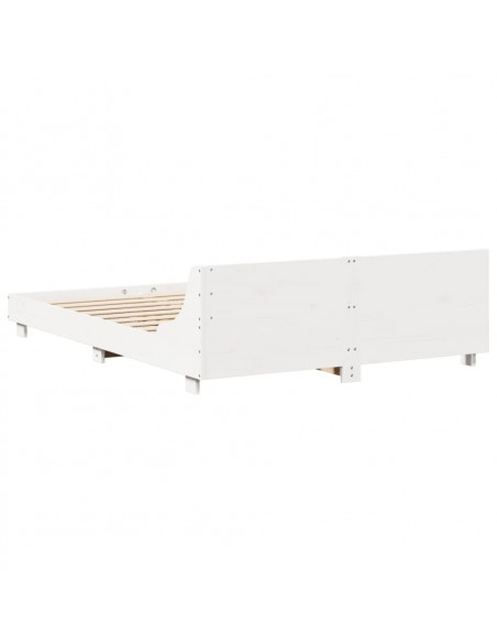 Giroletto con Testiera Bianco 135x190 cm Legno Massello di Pino