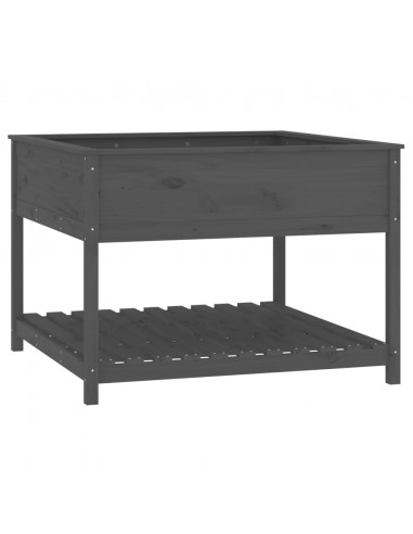 Fioriera Mensola Grigia 111,5x111,5x81cm Legno Massello di Pino