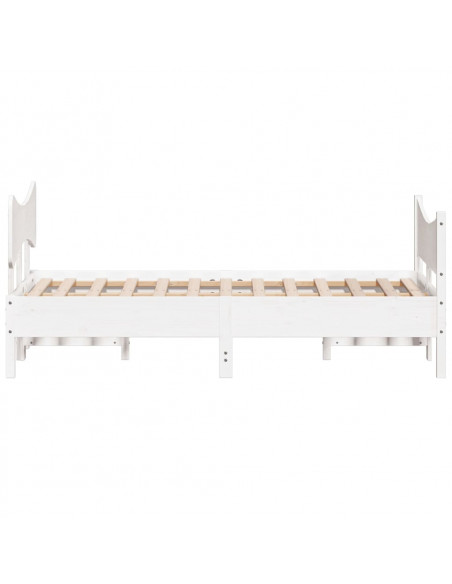 Giroletto con Testiera Bianco 135x190 cm Legno Massello di Pino