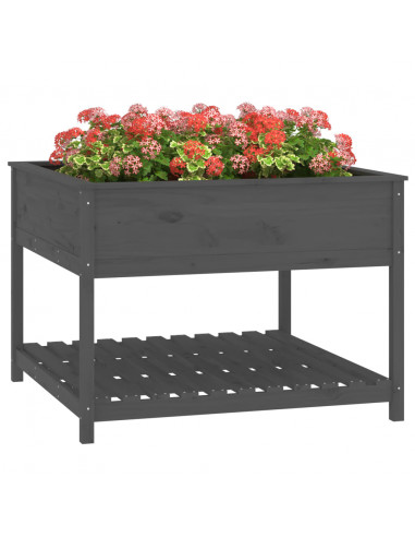 Fioriera Mensola Grigia 111,5x111,5x81cm Legno Massello di Pino