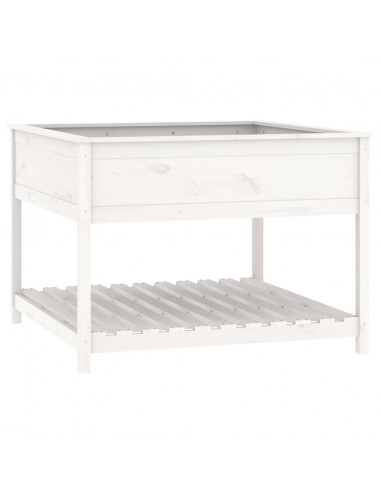 Fioriera Mensola Bianca 111,5x111,5x81cm Legno Massello di Pino