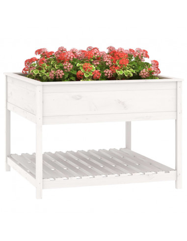 Fioriera Mensola Bianca 111,5x111,5x81cm Legno Massello di Pino