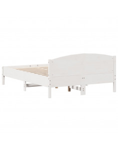 Giroletto con Testiera Bianco 135x190 cm Legno Massello di Pino