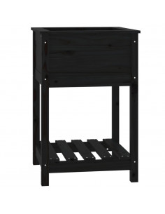 Fioriera con Mensola Nera 54x54x81 cm in Legno Massello di Pino 2