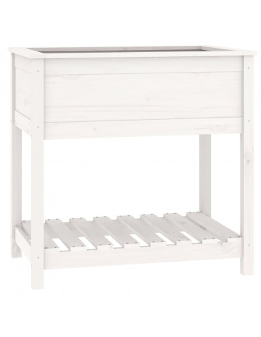 Fioriera con Mensola Bianca 82,5x54x81cm in Legno Massello Pino