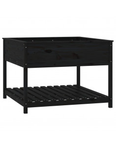 Fioriera con Mensola Nera 111,5x111,5x81 cm Legno Massello Pino 2