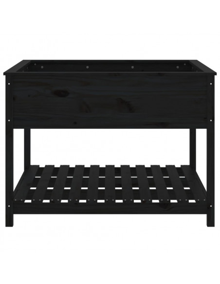 Fioriera con Mensola Nera 111,5x111,5x81 cm Legno Massello Pino