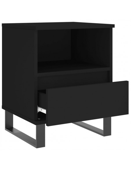 Comodini 2pz Neri 40x35x50 cm in Legno Multistrato